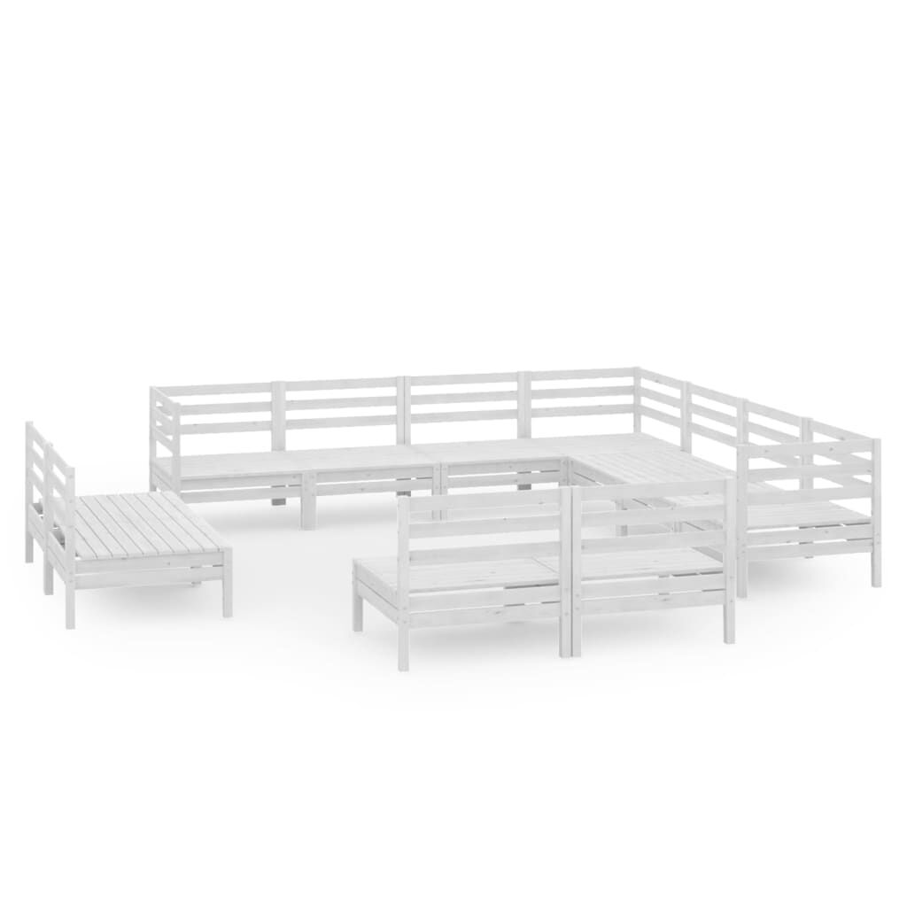 vidaXL 11 Piece Garden Lounge Set Solid Wood Pine White