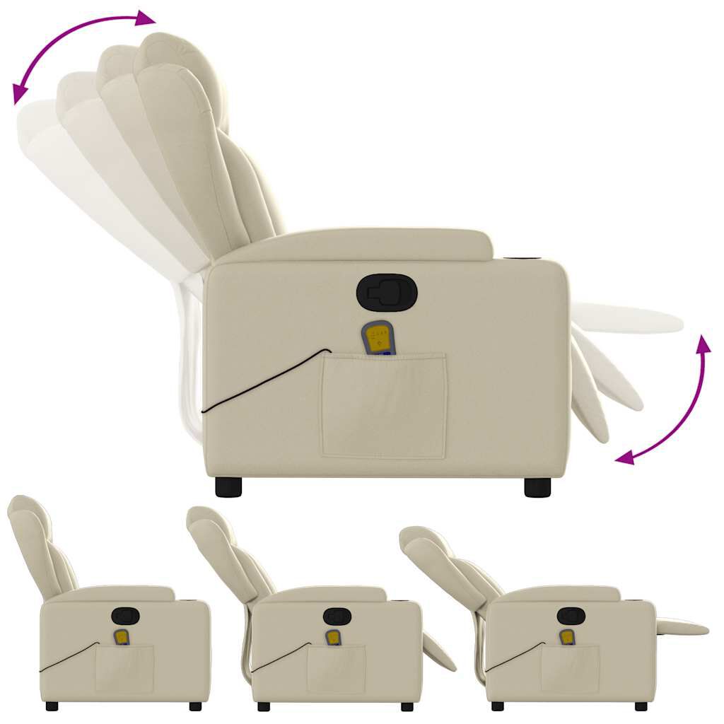 vidaXL Massage Recliner Chair Cream Faux Leather