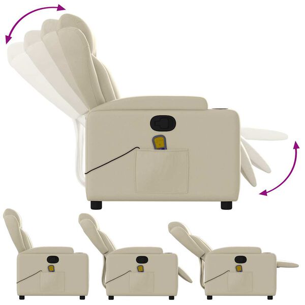 vidaXL Massage Recliner Chair Cream Faux Leather