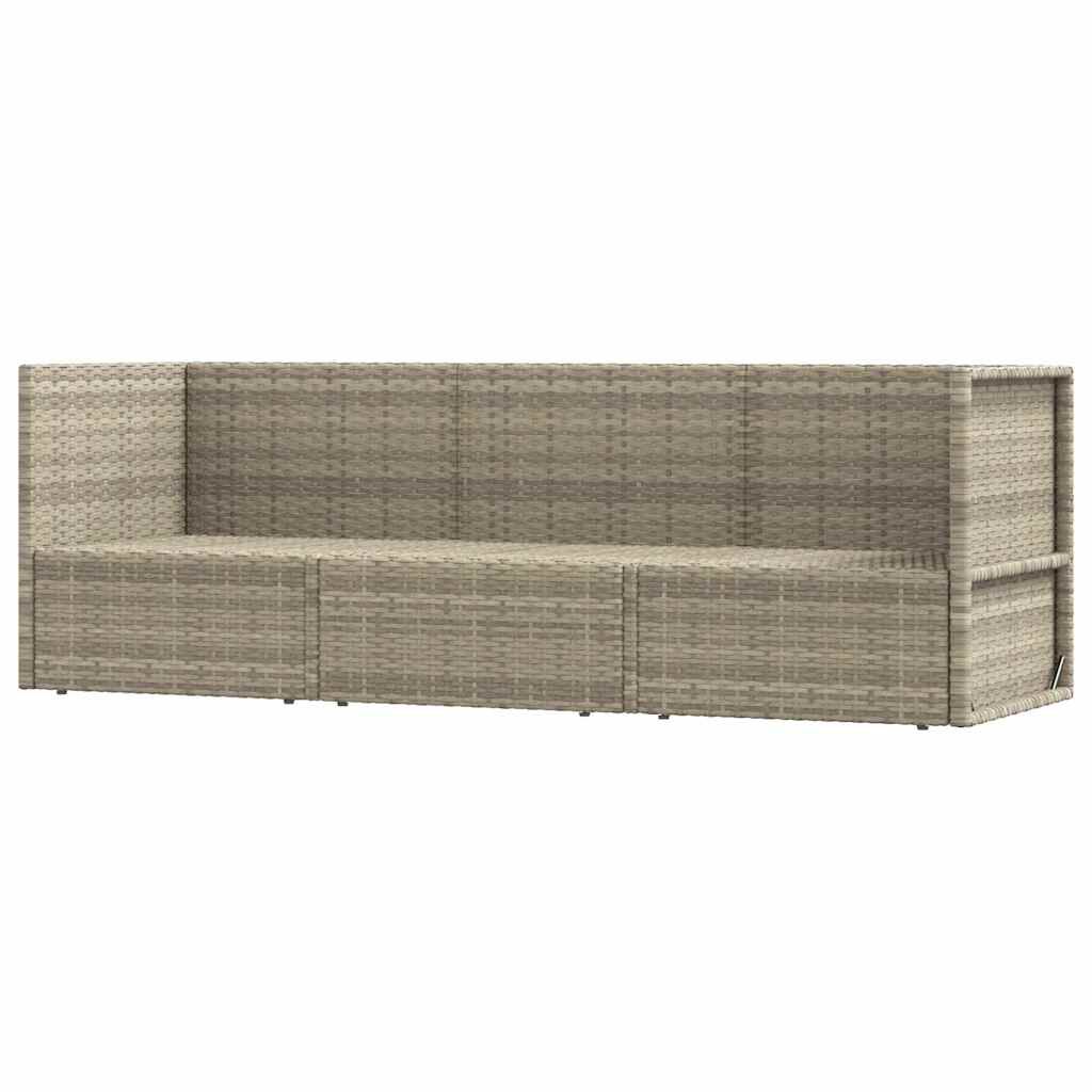 vidaXL 3 Piece Garden Lounge Set with Cushions Grey Poly Rattan
