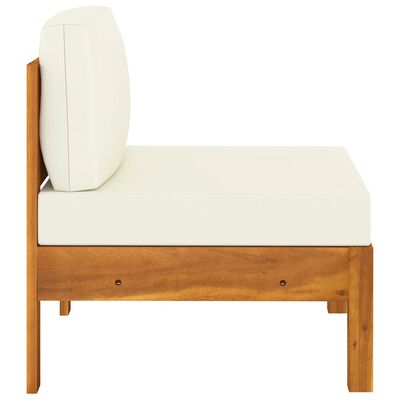vidaXL 4-Seater Garden Sofa with Cream White Cushions Solid Acacia Wood