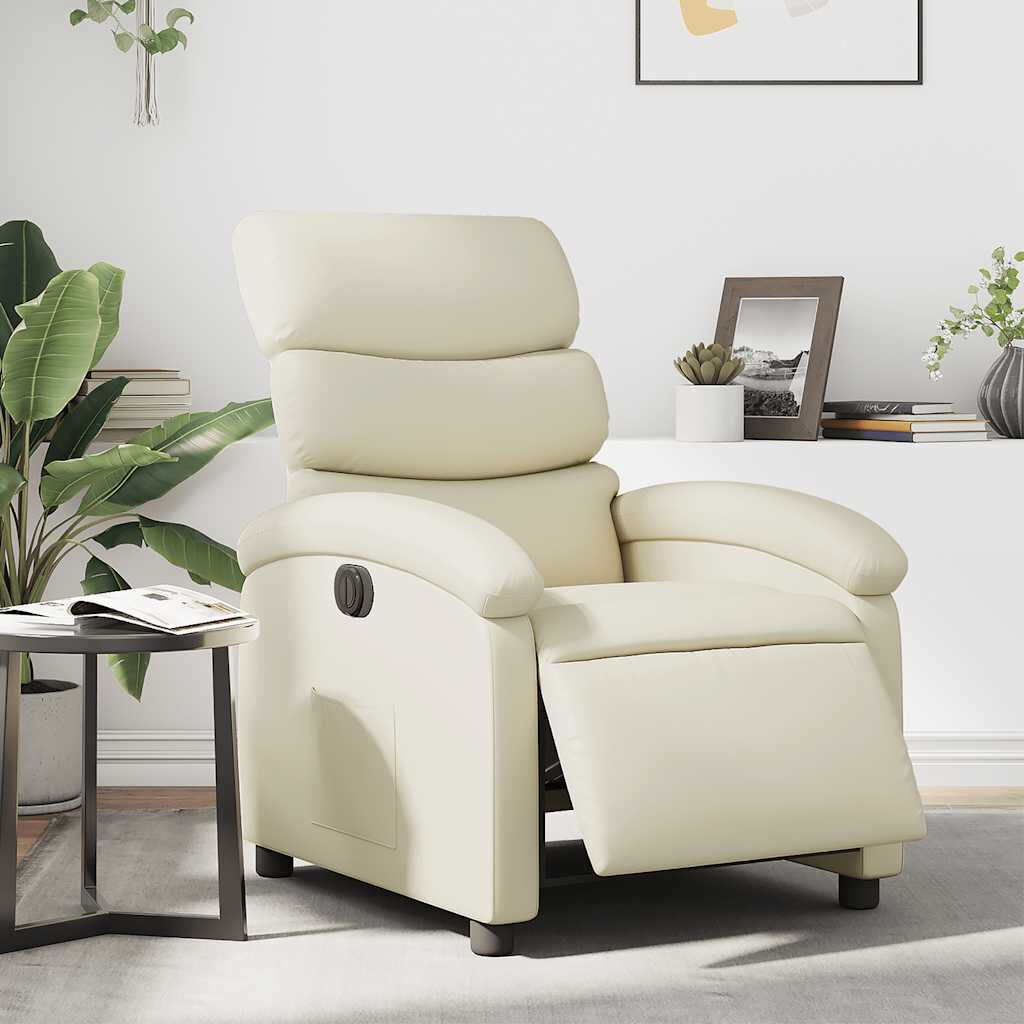 vidaXL Electric Recliner Chair Cream Faux Leather