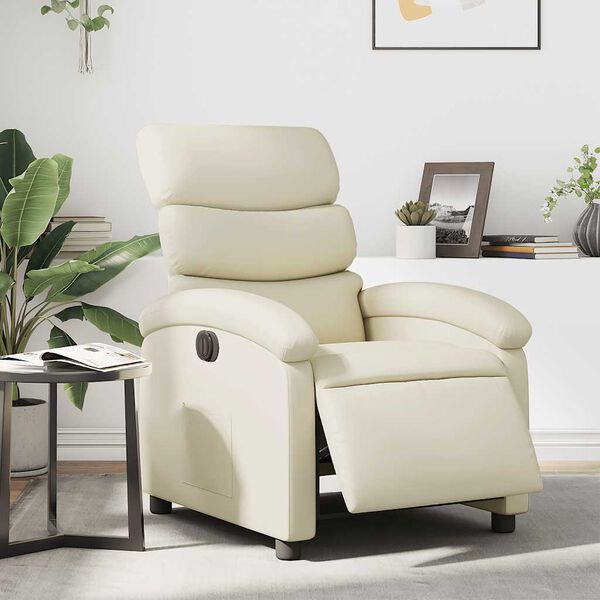 vidaXL Electric Recliner Chair Cream Faux Leather