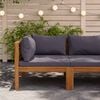 vidaXL Sectional Corner Sofa with Dark Grey Cushions Solid Acacia Wood