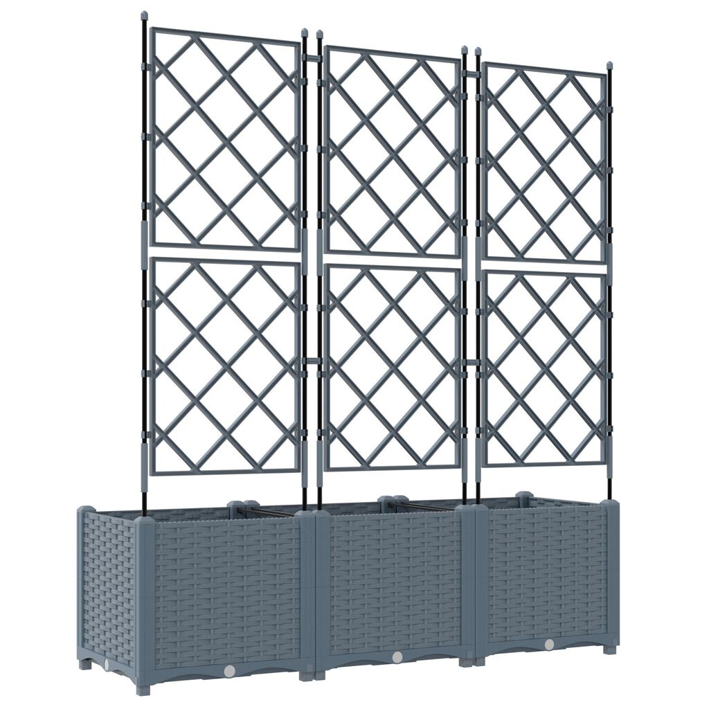vidaXL Garden Planter with Trellis 3 pcs Light Grey 120x40x143 cm