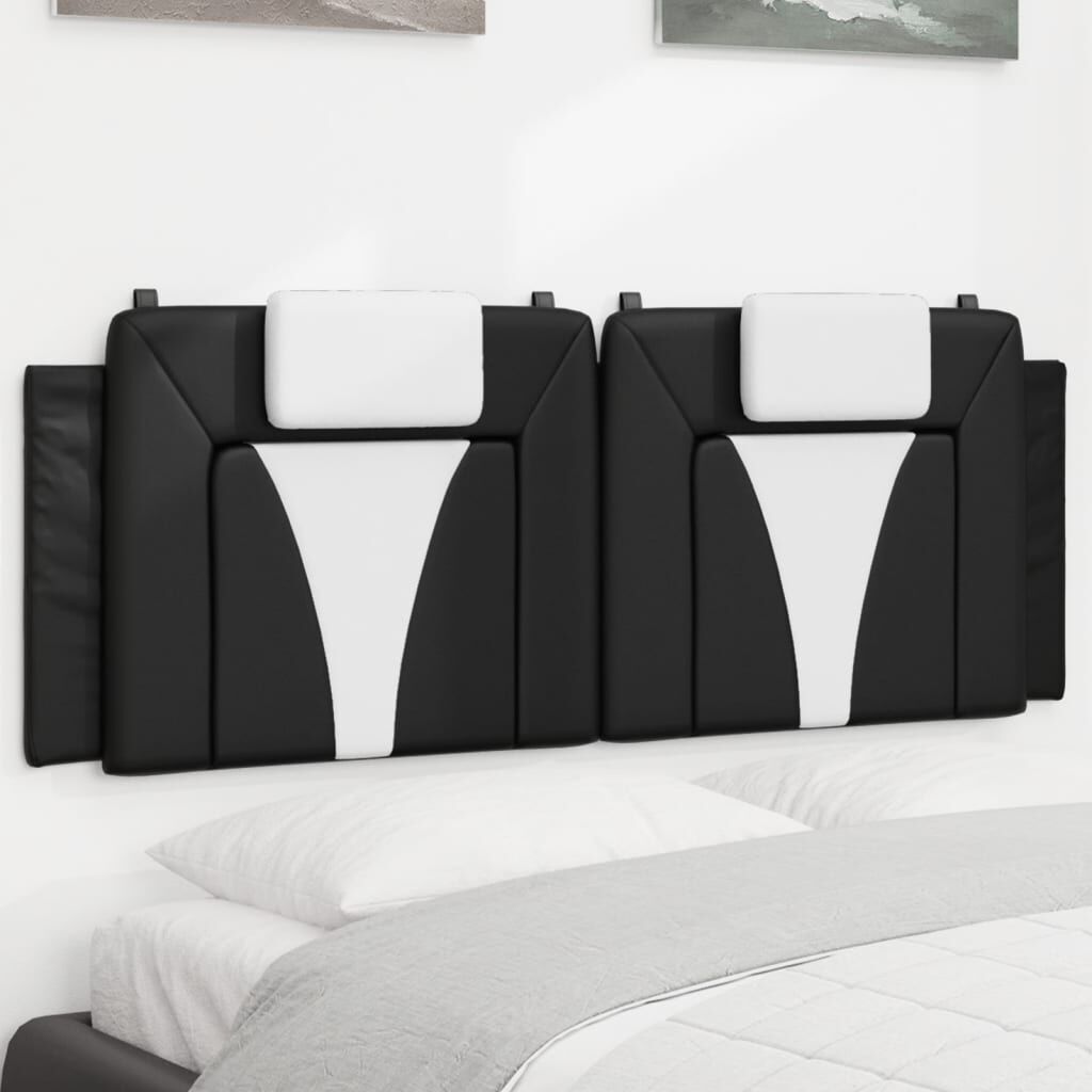vidaXL Headboard Cushion "Viana" Black and White 137 cm Double Faux Leather
