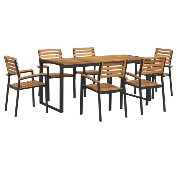 vidaXL 7 Piece Garden Dining Set Solid Wood Acacia and Metal