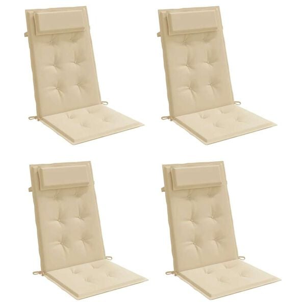 vidaXL Highback Chair Cushions 4 pcs Beige Oxford Fabric