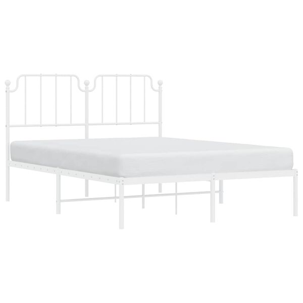 vidaXL Metal Bed Frame without Mattress with Headboard White 150x200cm