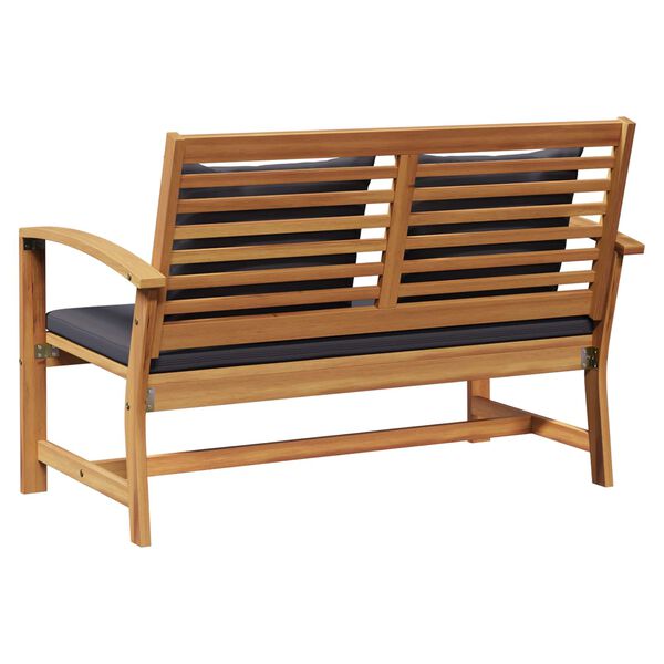 vidaXL Bench with Cushion 2 pcs Brown and Dark Grey Solid Teak Wood