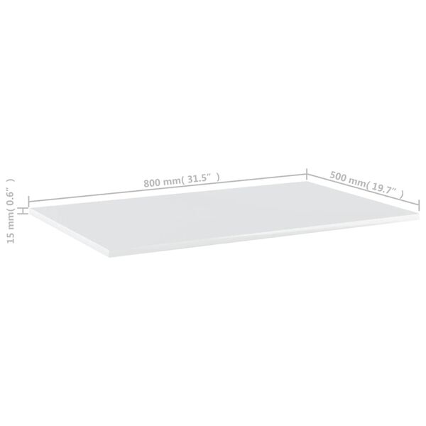 vidaXL Bookshelf Boards 4 pcs High Gloss White 80x50x1.5 cm Engineered Wood