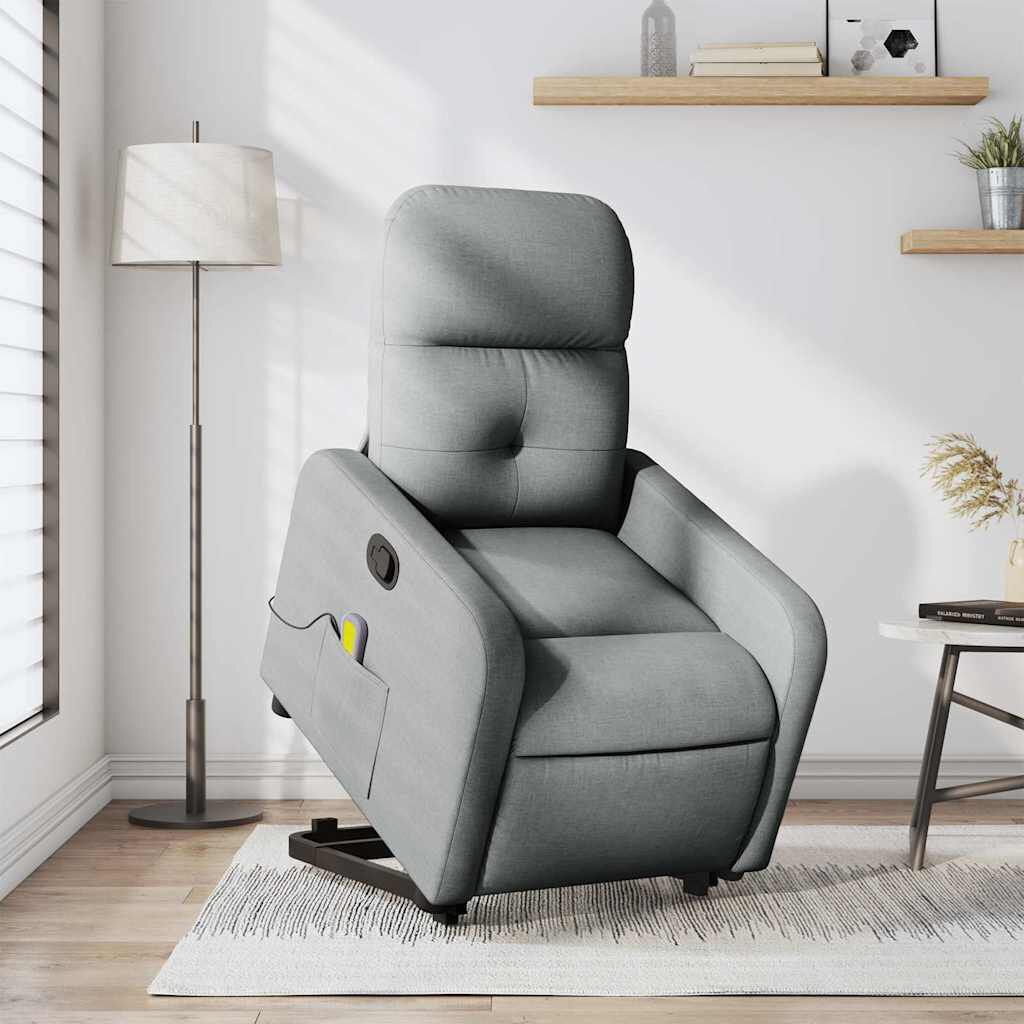 vidaXL Stand up Massage Recliner Chair Light Grey Fabric