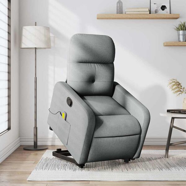 vidaXL Stand up Massage Recliner Chair Light Grey Fabric