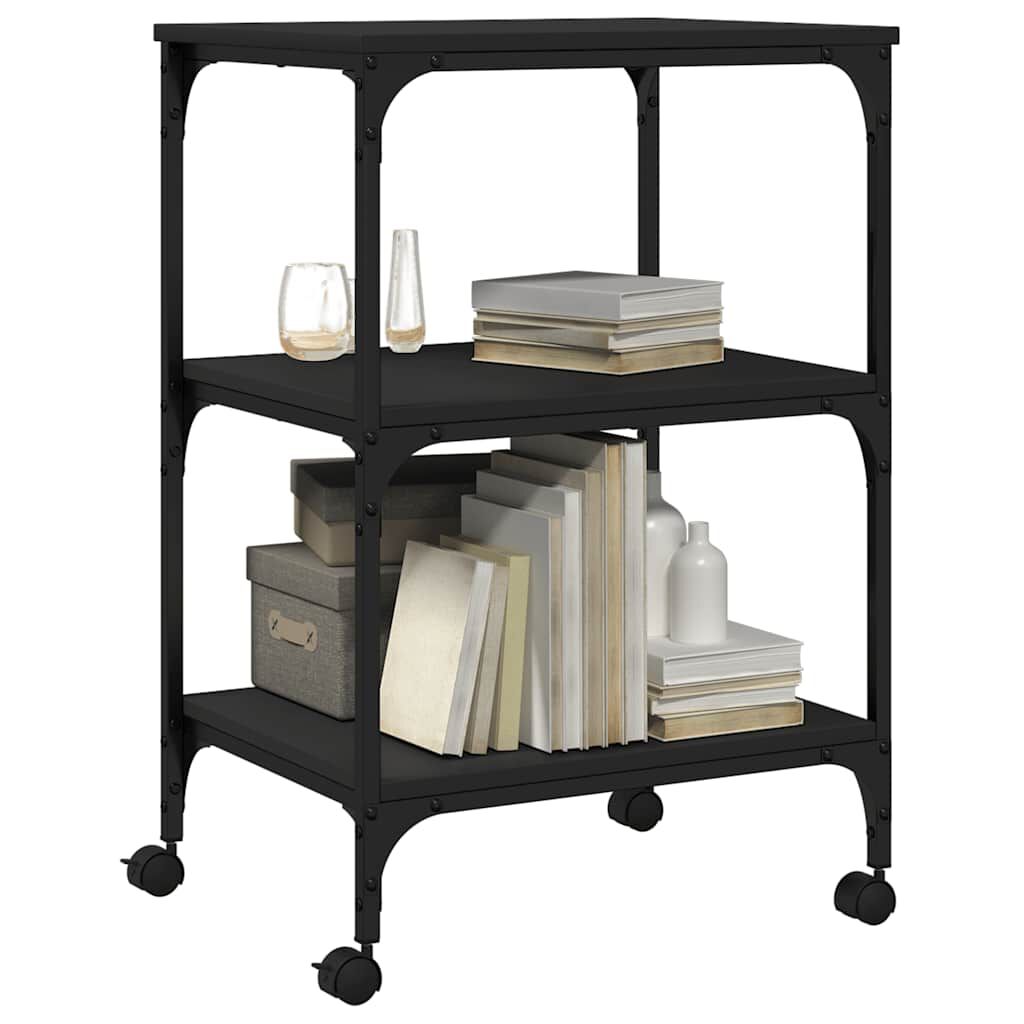 vidaXL Printer Stand 3-Tier Black 50x41x75 cm Engineered Wood