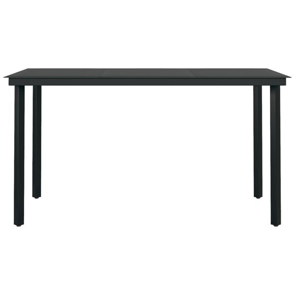 vidaXL Garden Dining Table Black 140x70x74 cm Steel and Glass
