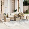 vidaXL 7 Piece Garden Sofa Set with Cushions Beige Poly Rattan