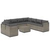 vidaXL 10 Piece Garden Lounge Set with Cushions Grey Poly Rattan