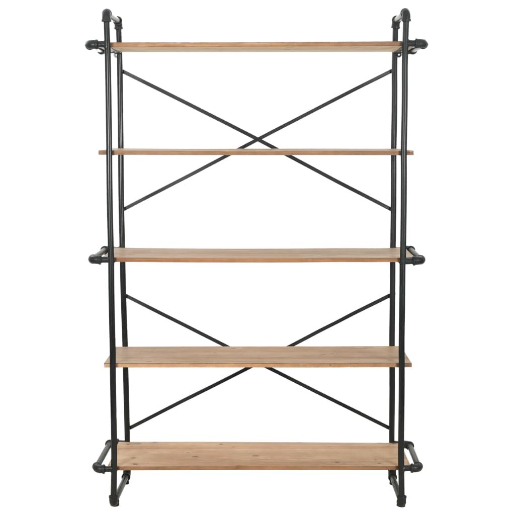 vidaXL Bookcase Solid Firwood and Steel 120x42x180 cm