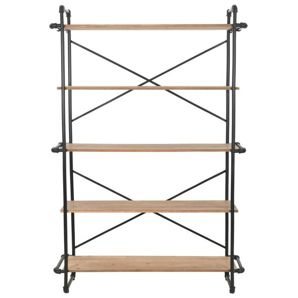 vidaXL Bookcase Solid Firwood and Steel 120x42x180 cm