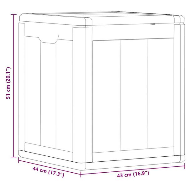 vidaXL Garden Storage Box 90L Grey PP Wood Look