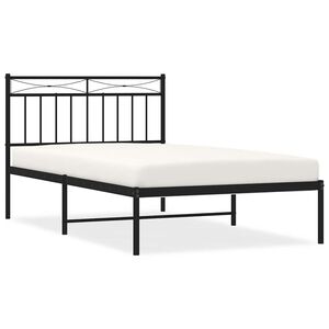 vidaXL Metal Bed Frame without Mattress with Headboard Black 100x200cm