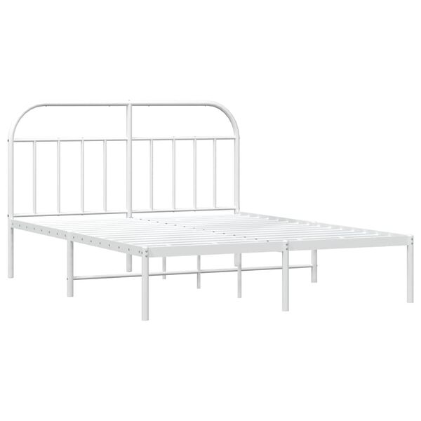 vidaXL Metal Bed Frame without Mattress with Headboard White 183x213cm