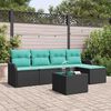 vidaXL Garden Sofa Set with Cushion 5 pcs Black Poly rattan
