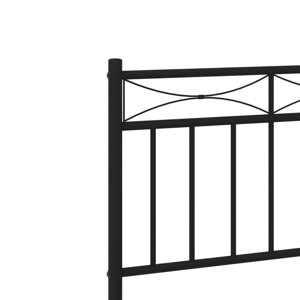 vidaXL Metal Bed Frame without Mattress with Headboard Black 150x200cm
