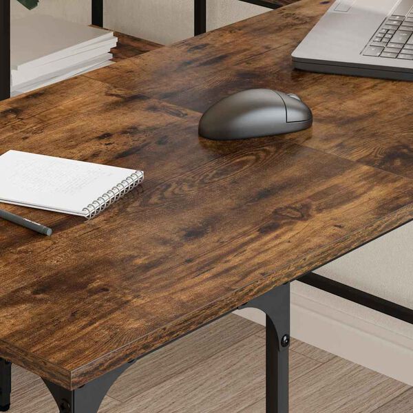 vidaXL Desk Smoked Oak 139x139x75 cm Engineered Wood