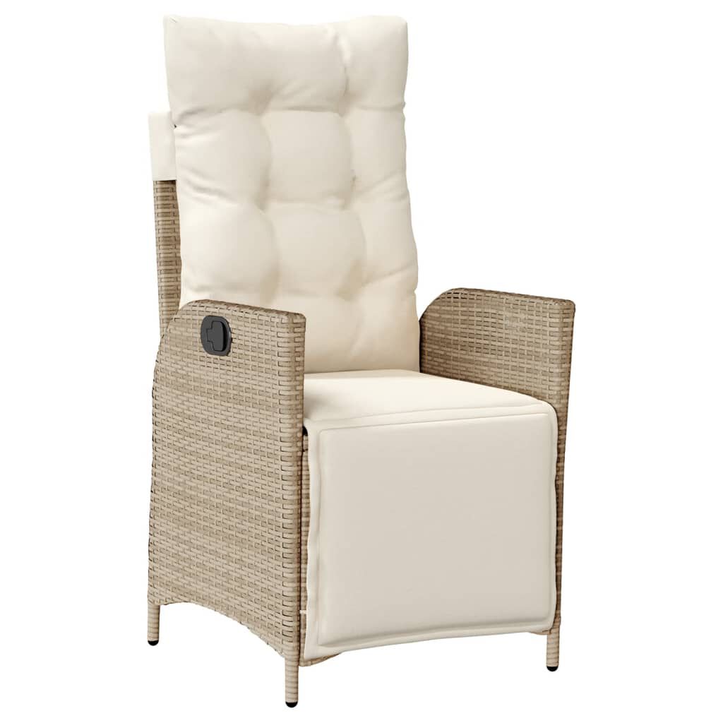 vidaXL 7 Piece Garden Dining Set with Cushions Beige Poly Rattan
