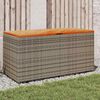 vidaXL Garden Storage Box Grey 110x50x54 cm Poly Rattan Acacia Wood