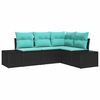 vidaXL Garden Sofa Set with Cushion 4 pcs Black Poly Rattan
