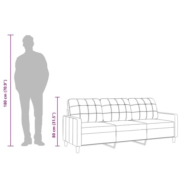 vidaXL 3-Seater Sofa Light Grey 180 cm Fabric
