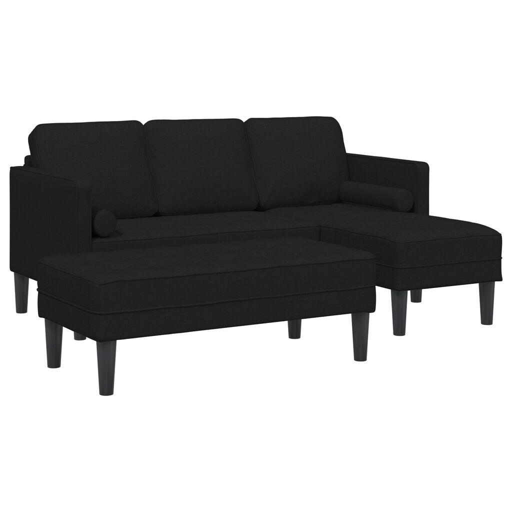 vidaXL 2 Piece Sofa Set with Cushions Black Fabric