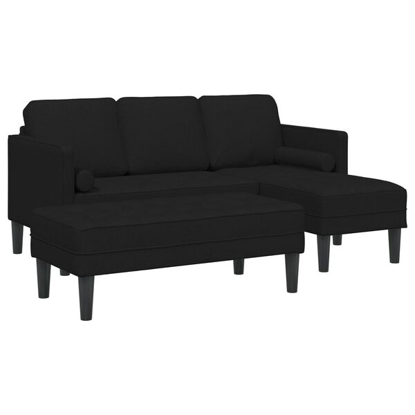 vidaXL 2 Piece Sofa Set with Cushions Black Fabric