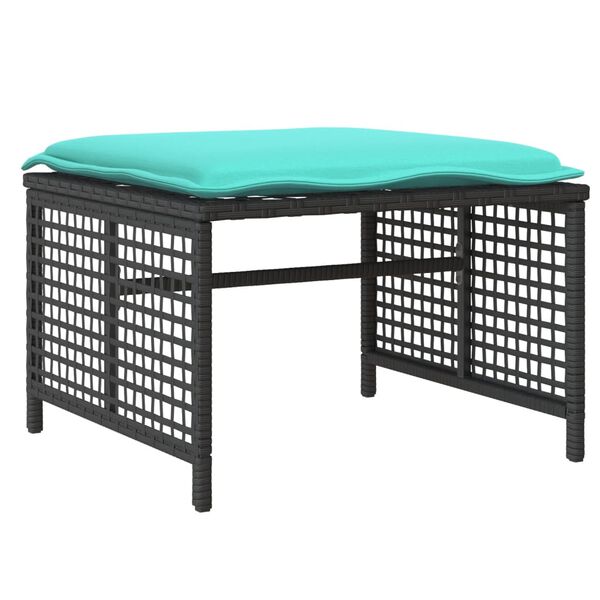 vidaXL 4 Piece Garden Sofa Set with Cushions Black Poly Rattan Glass