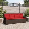 vidaXL Reclining Garden Bench with Cushions Brown Poly Rattan