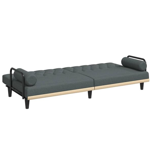 vidaXL Sofa Bed with Armrests Dark Grey Fabric