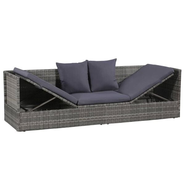 vidaXL Garden Bed Grey 200x60 cm Poly Rattan
