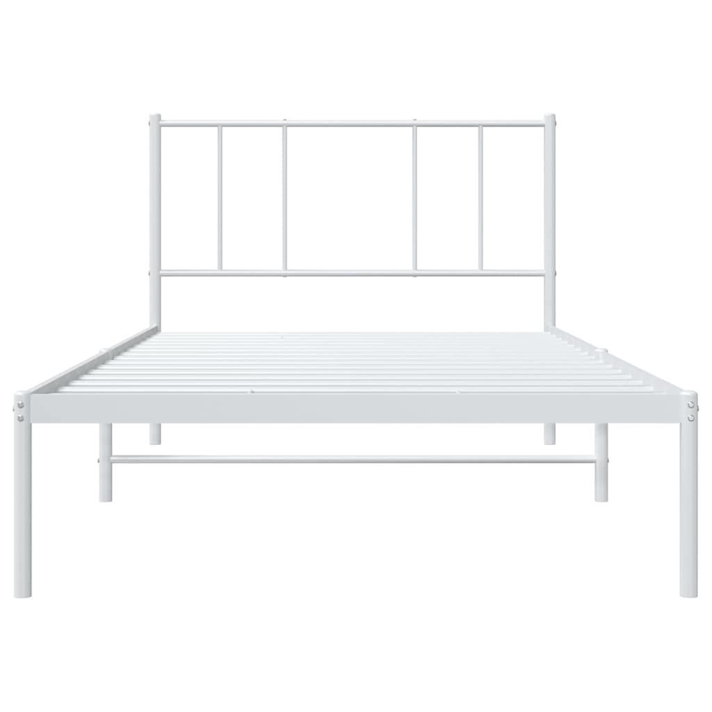 vidaXL Metal Bed Frame without Mattress with Headboard White 100x200cm