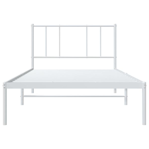 vidaXL Metal Bed Frame without Mattress with Headboard White 100x200cm