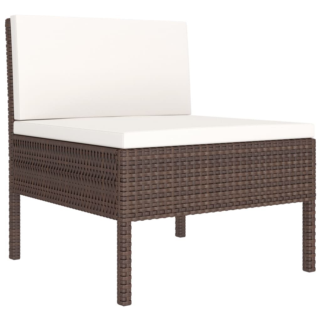 vidaXL Garden Chairs 3 pcs with Cushions Poly Rattan Brown