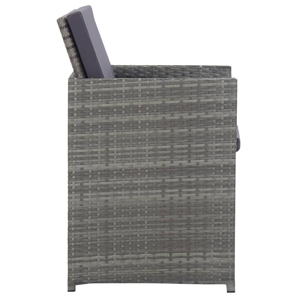 vidaXL 9 Piece Outdoor Dining Set Poly Rattan and Acacia Wood Anthracite