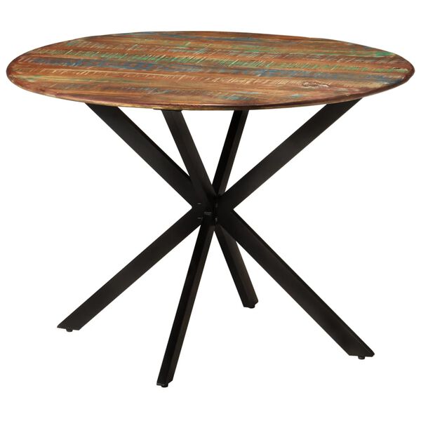 vidaXL Dining Table Ø110x78 cm Solid Wood Reclaimed and Steel
