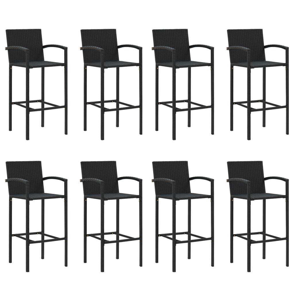 vidaXL 9 Piece Garden Bar Set Black Poly Rattan