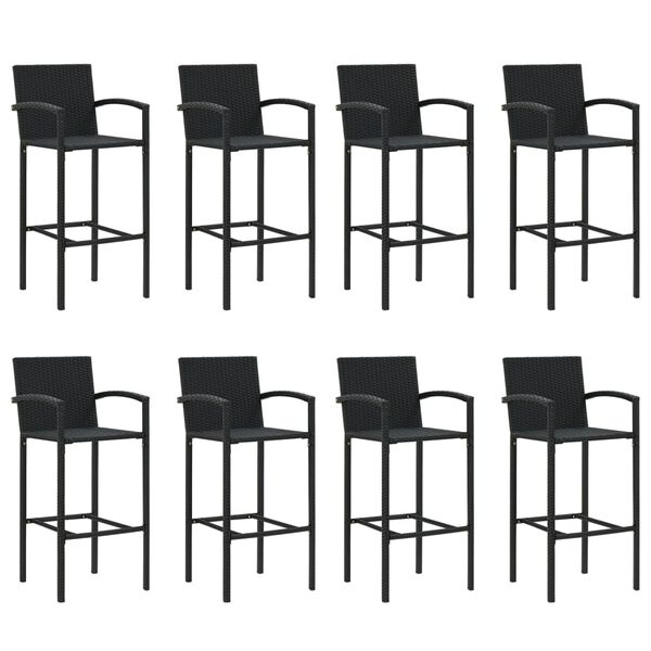vidaXL 9 Piece Garden Bar Set Black Poly Rattan
