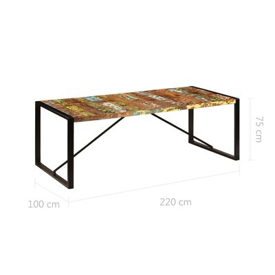 vidaXL Dining Table 220x100x75 cm Solid Reclaimed Wood