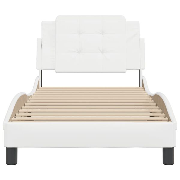 vidaXL Bed Frame without Mattress "Zadar" White 100x190 cm Faux Leather