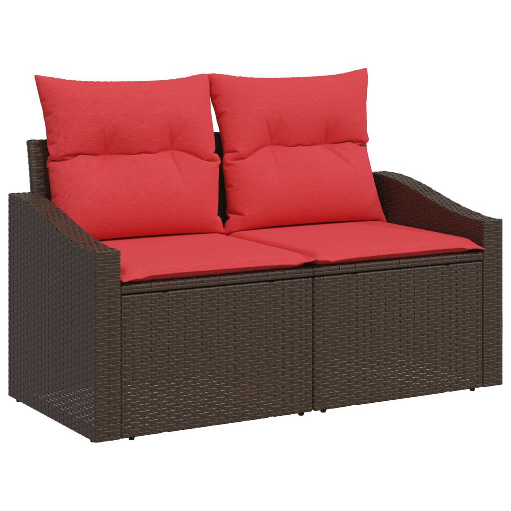 vidaXL 4 Piece Garden Sofa Set with Cushions Brown Poly Rattan