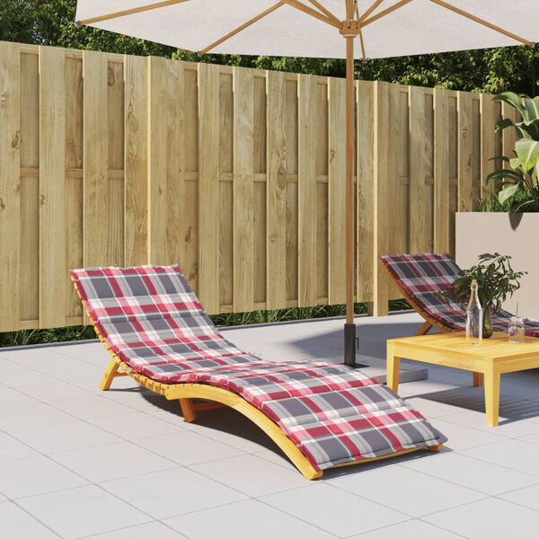 vidaXL Sun Lounger Cushion Red Check Pattern 200x50x3cm Oxford Fabric